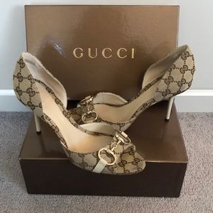 Gucci Heels GG D’orsay Peep Toe 9.5 Authentic